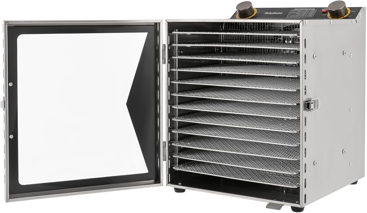 Food Dehydrators Machine for Jerky, Knobs Electric Countertop Fruit Dryer,Herbs Dryer,800 W 12 Shelf Stainless Steel Dehydrator with 12 Grid Trays Fruit Dryer Machine