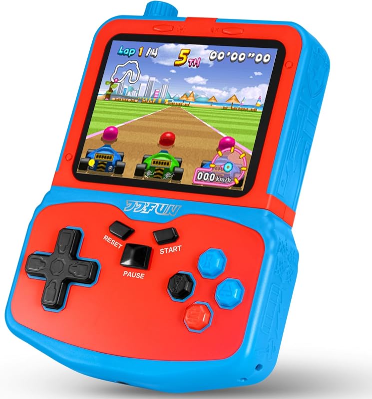 Consola de videojuegos portátil para niños, 220 juegos retro clásicos integrados, reproductor portátil Plug & Play con pantalla IPS de 3,5 pulgadas, juguete de viaje recargable, regalo de cumpleaños para niños y niñas, azul