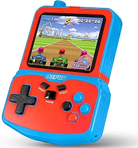Portable Video Game Console for Kids, 220 Built-in Classic Retro Games, Handheld Plug & Play Player with 3.5'' IPS Screen, Rechargeable Travel Toy Birthday Gift for Boys & Girls- Blue