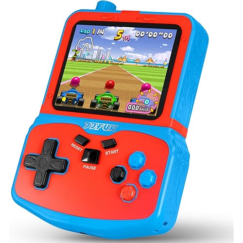 Portable Video Game Console for Kids, 220 Built-in Classic Retro Games, Handheld Plug & Play Player with 3.5'' IPS Screen, Rechargeable Travel Toy Birthday Gift for Boys & Girls- Blue