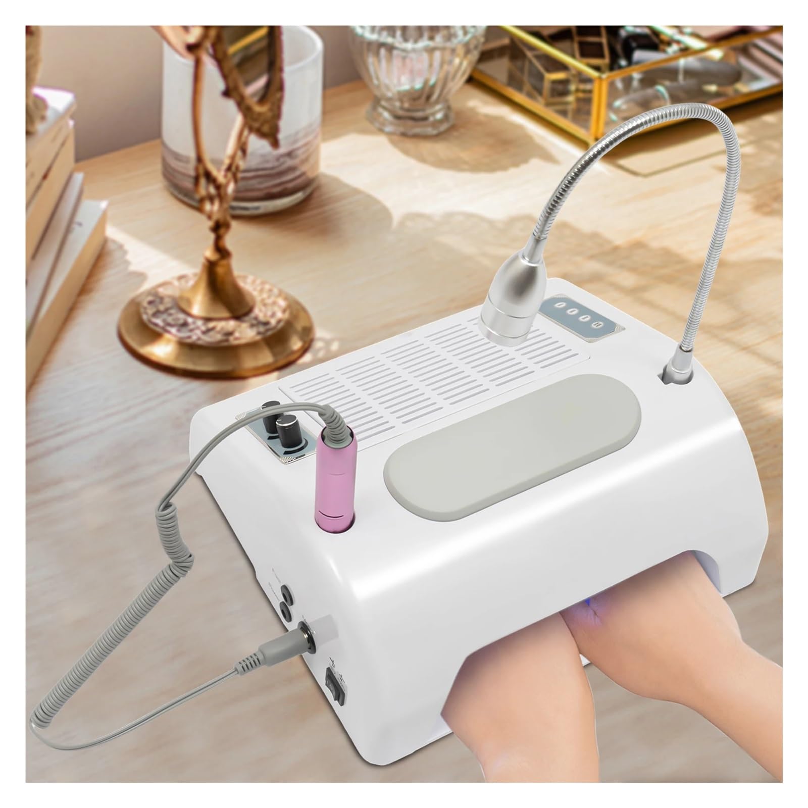 5-in-1 Electric Nail Drill Machine UV/LED Lights 178W Salon Grade suitable for Most Adhesives White
