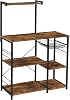 Vasagle Baker Shelf Shelf, Microwave Stand with Wire Basket, 6 S-Hooks, Kitchen Shelf, Auxiliary Storage for Spices, Pots and Pans, Rustic Brown Kks35X