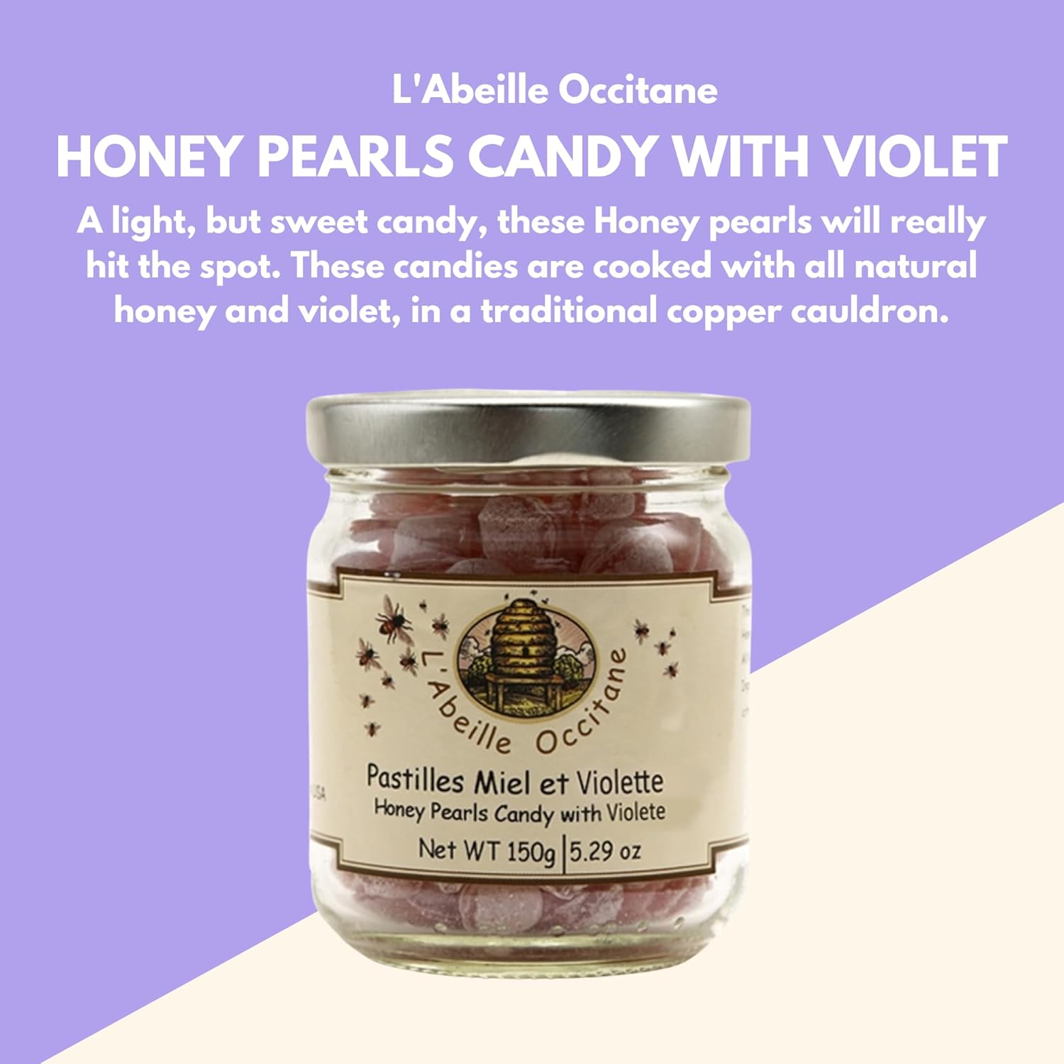 Honey Pearls Candy with Violet 150 g by L'Abeille Occitane by N/A