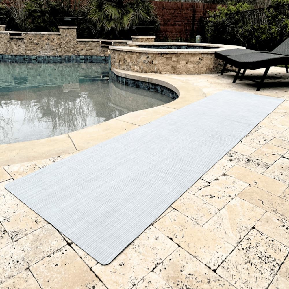 Hard Floor Runner, USA Made, 30 x 118 Inch, Graphite, 2.4mm Thick, Highly Durable, Easy to Clean, Waterproof, Indoor/Outdoor, Nonslip, Cushioned Vinyl Floor Mat - Woven Collection