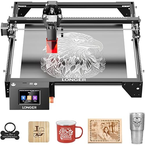 LONGER RAY5 Laser Engraver, Fully Upgraded with 10W Output, a 3.5-inch Color Touchscreen, and app-Based Offline Control; Ideal for Engraving Metal, Glass, and Wood. Working Area: 400×400 mm.