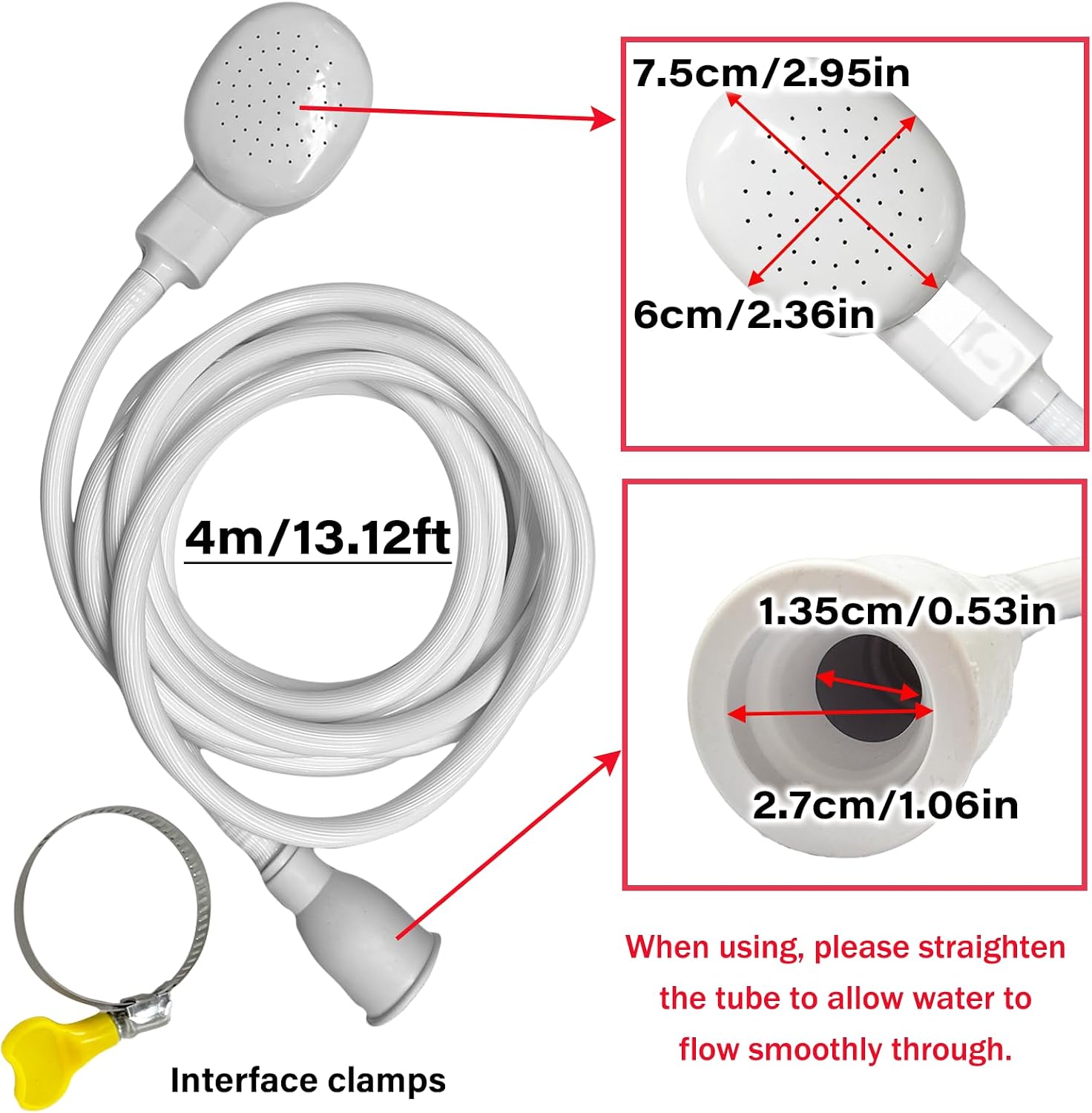 13.12FT/4M Sink Spray Hose,Sink Sprayer Hose Attachment for Portable Hand HeldHead Shower Sprayer,Shampoo Sprayer Hose for Bathing Baby,Pets,Washing Hair,Rinsing Vegetables
