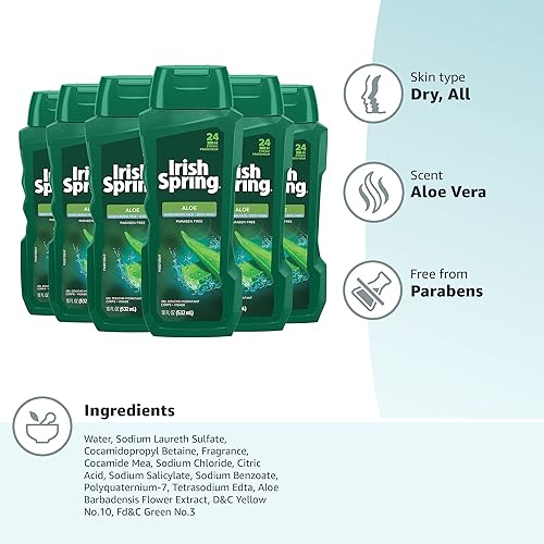 Miniatura 11 de Irish Spring Jabón corporal para hombre, aloe vera – 18 onzas (paquete de 6)