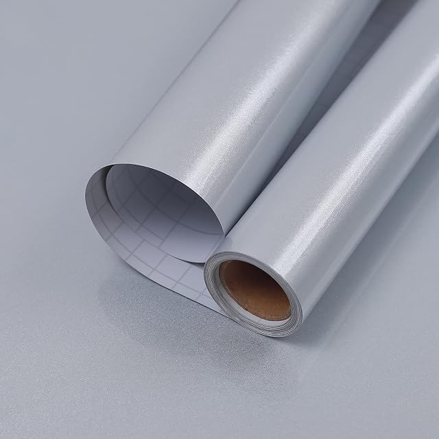 Hode Self Adhesive Wallpaper Glitter Grey 30cm X 3m Sticky Back Plastic Roll Waterproof Vinyl Film PVC Furniture Stickers Decorative for Kitchen Bathroom Cupboard Wall Table DIY