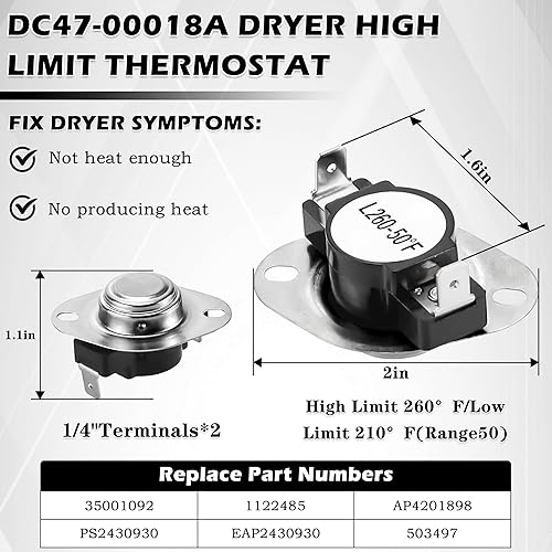 Miniatura 6 de DV42H5000EWA3 DV42H5200EPA3 DVE50R5400VA3 Elemento calefactor para secadora Samsung Elemento de calefacción DC47-00019a AP4201899 Elemento