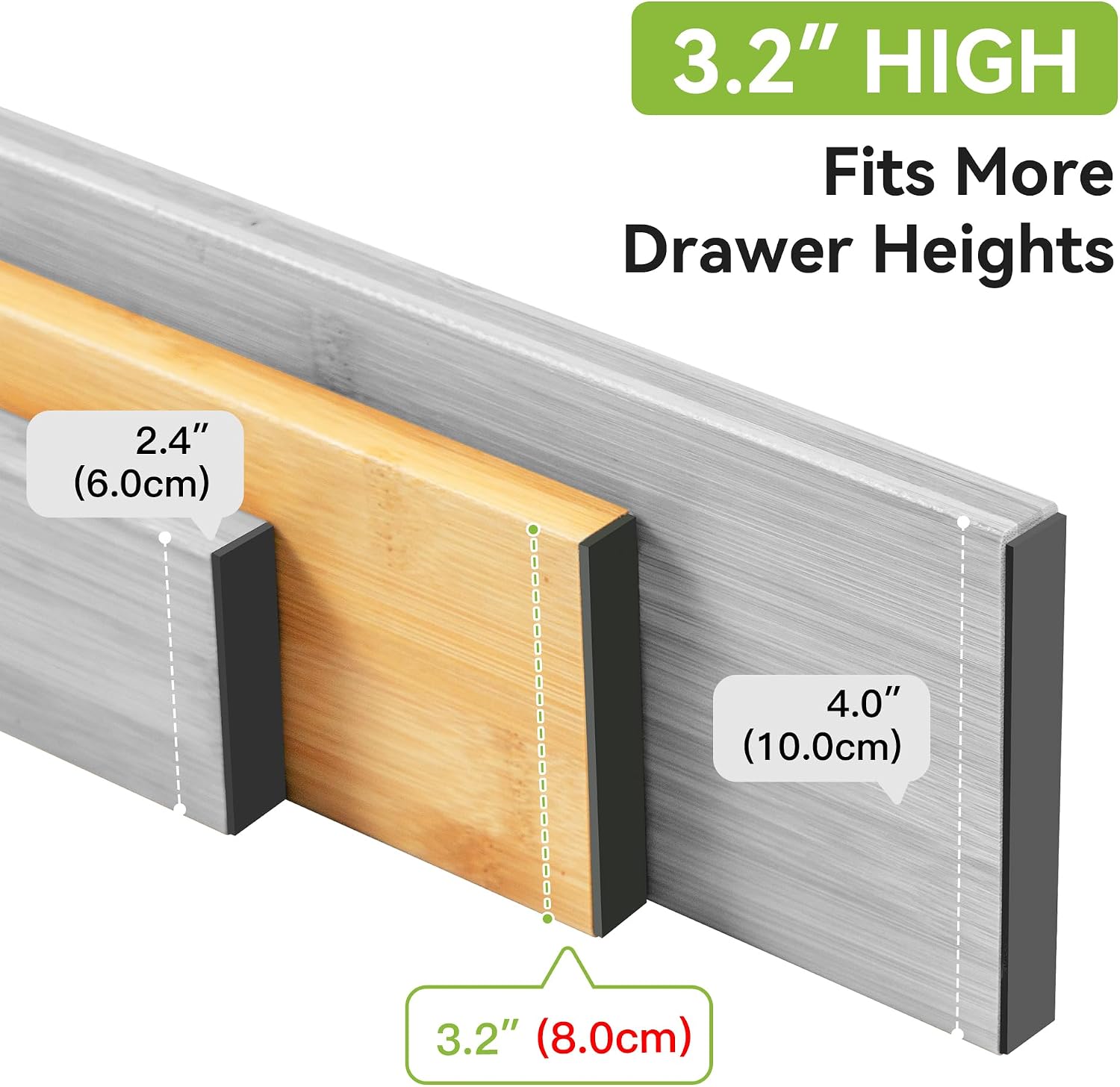 Utoplike Kitchen Drawer Divider, Expandable Bamboo Drawers Organizer 3.2" H image 4