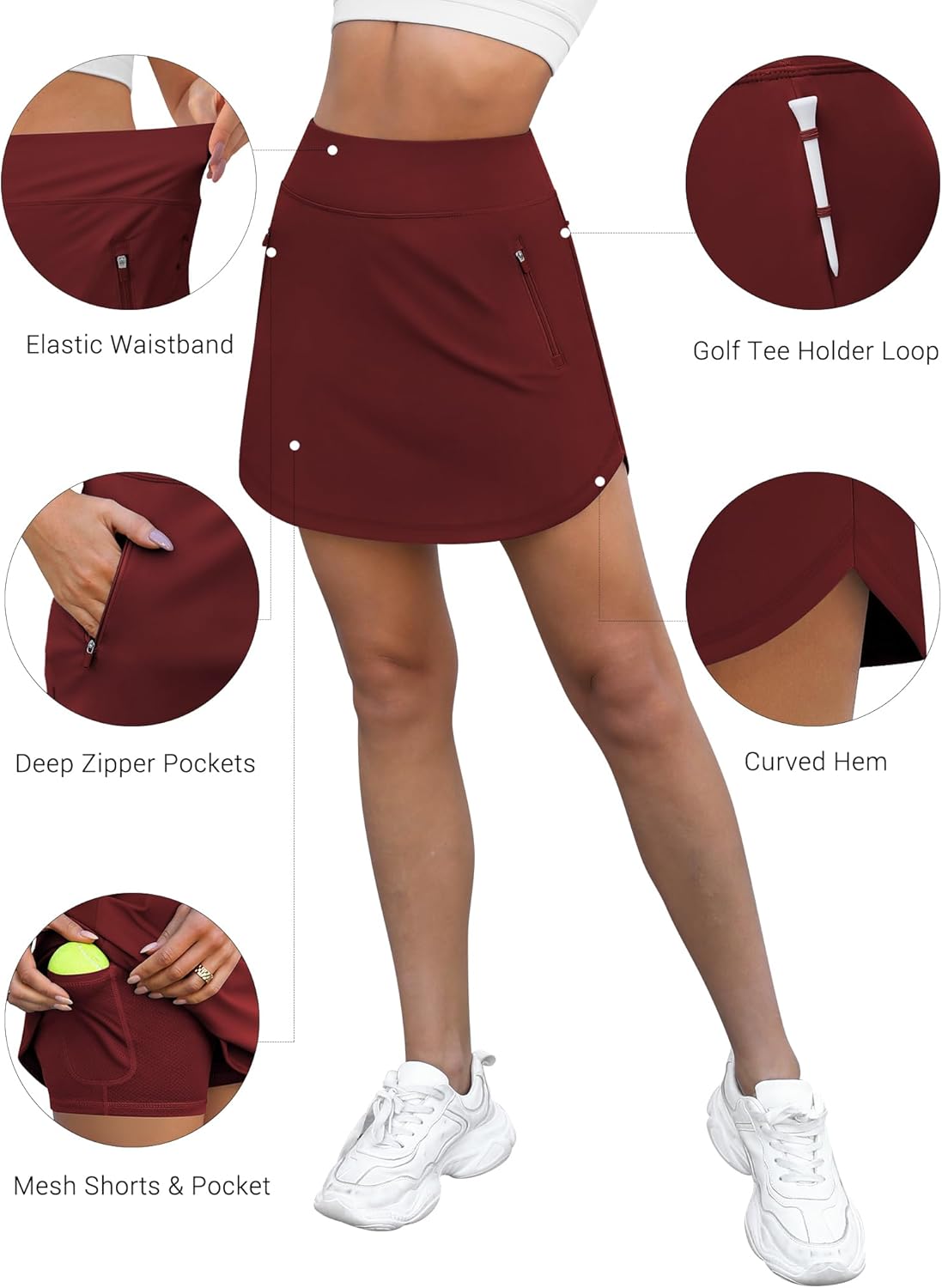 LouKeith Golf Skirts for Women Tennis Skirt with Zipper Pockets High Waisted Running Casual Athletic Skorts Built-in Shorts - Image 5