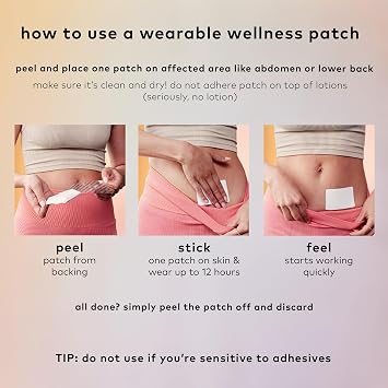 The Good Patch Cycle Period Pain Patch for Cramps, Natural Patch with Menthol, Black Cohosh, Plant Powered Wearable Wellness, Large Sized (8 Total Patches)