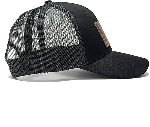 Miniatura 4 de Gorra de camionero con bandera estadounidense, gorra de malla de pesca, parche de cuero, ajustable, gorra de béisbol para exteriores para hombres y