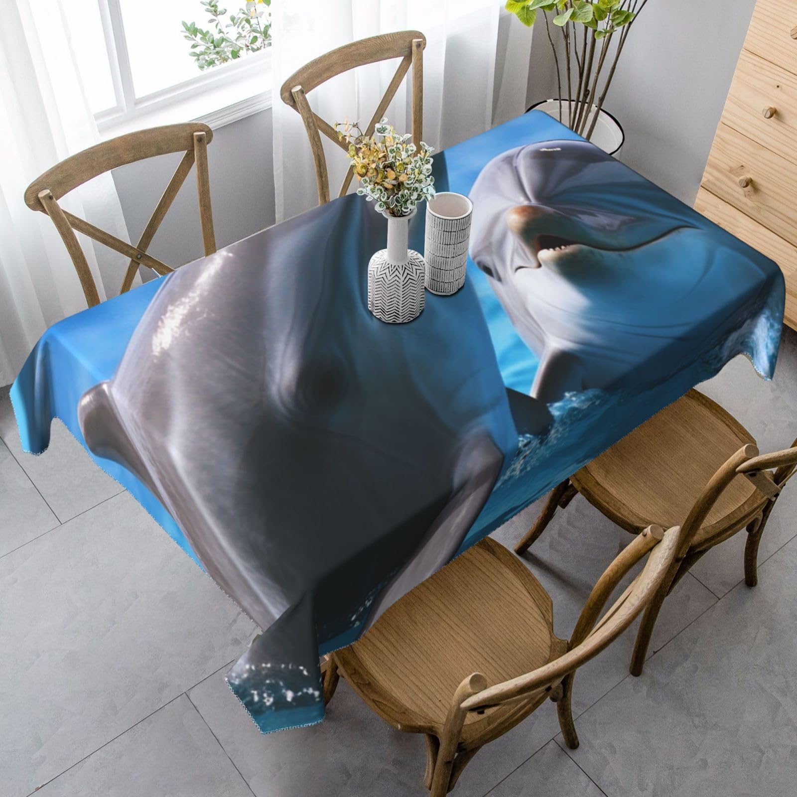 Nappe rectangulaire infroissable et étanche 89x140 cm motif dauphin