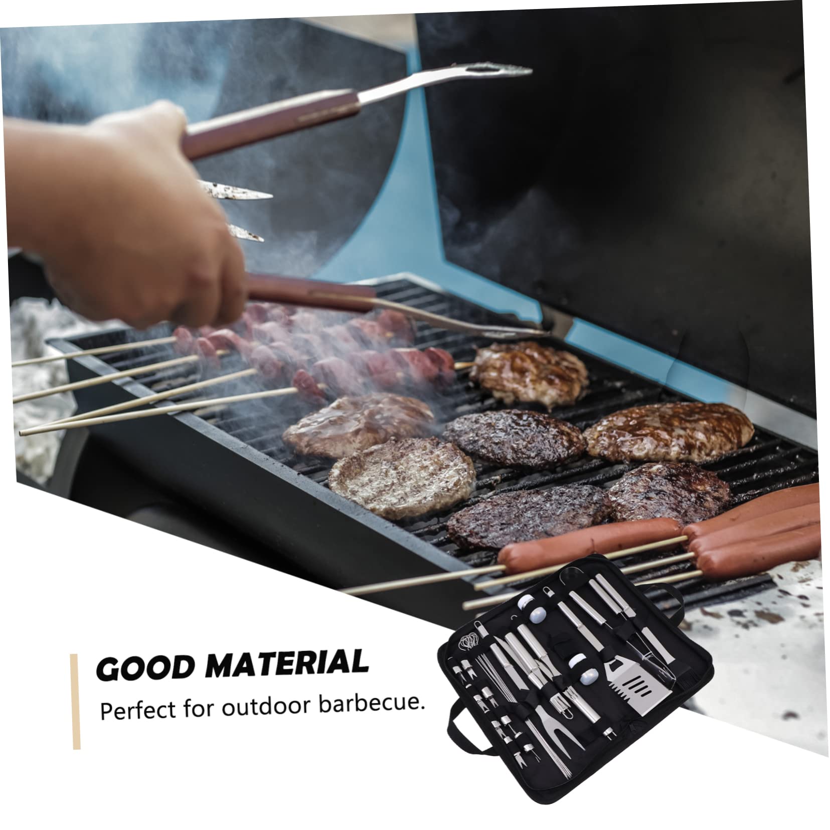 Luxshiny Utensili Barbecue in Acciaio Inox Kit Strumenti Per Aperto Forchetta Coltello Spazzola Pala Per Barbecue e Cottura All Aria Aperta
