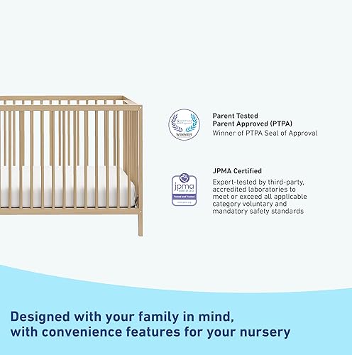 Miniatura 123 de Graco Teddi Mini cuna convertible 4 en 1 con colchón resistente al agua (blanco/madera flotante), certificado GREENGUARD Gold, colchón de 2.75