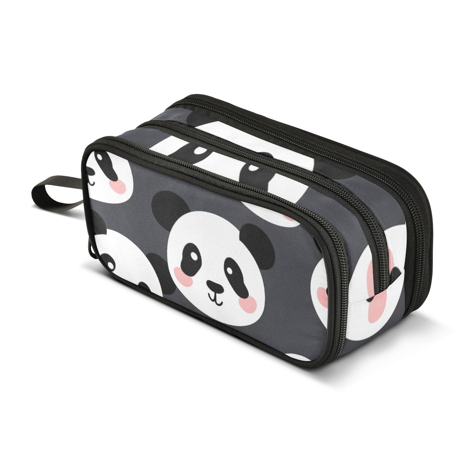 Bonito estuche para lápices con diseño de cabeza de panda para niños y niñas, estuche de 3 compartimentos para estudiantes, organizador de papelería, estuche para la escuela, oficina, trabajo, Lindas