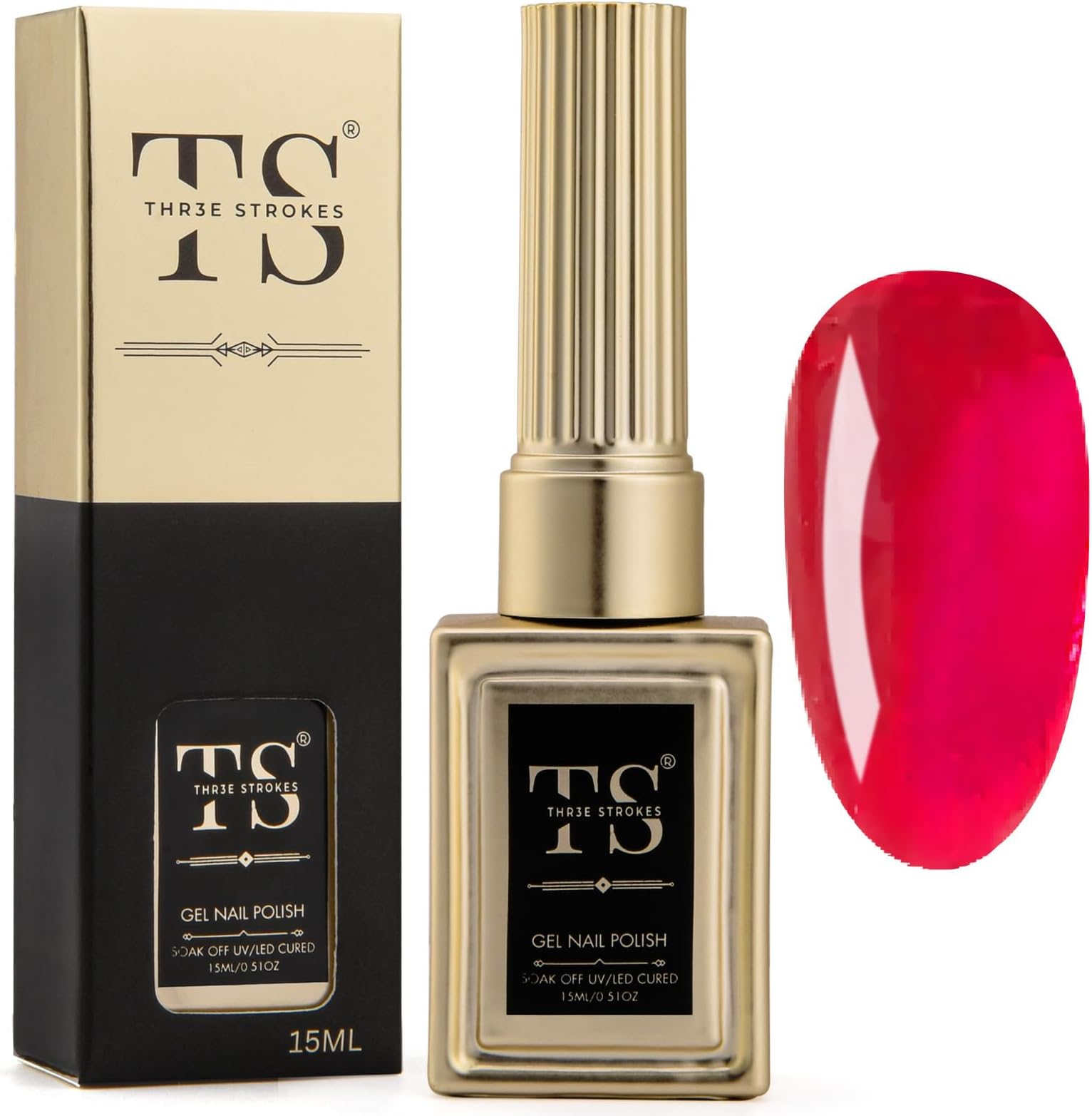 THR3E STROKES HEMA FREE Jelly Red Nail Polish, 1 Pcs 15ml Soak Off Gel Polish Nail Art Manicure Salon DIY Gel Nail Design Decoration at Home Nails Manicure Kit Gift (MACHIN SE SUKHENGI)(UV LAMP NEEDED) (63 - GLASS RED, 15ML)