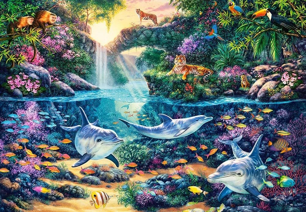 CASTORLAND 1500 Piece Jigsaw Puzzles, Jungle Paradise, Secret oasis, Underwater world, Exotic birds, Adult Puzzle, Castorland C-151875-2