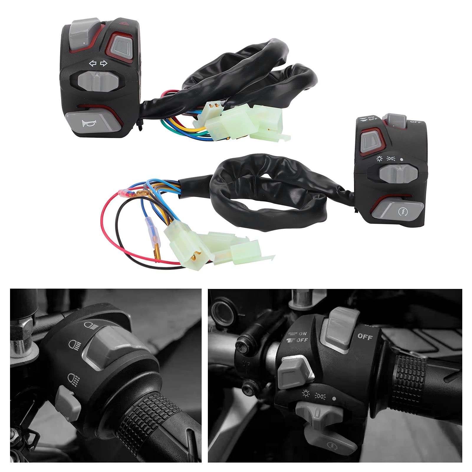 Motorrad Lenkerschalter Wasserdicht Universal 22mm für Hupe Blinker Licht auf ATV (rot)