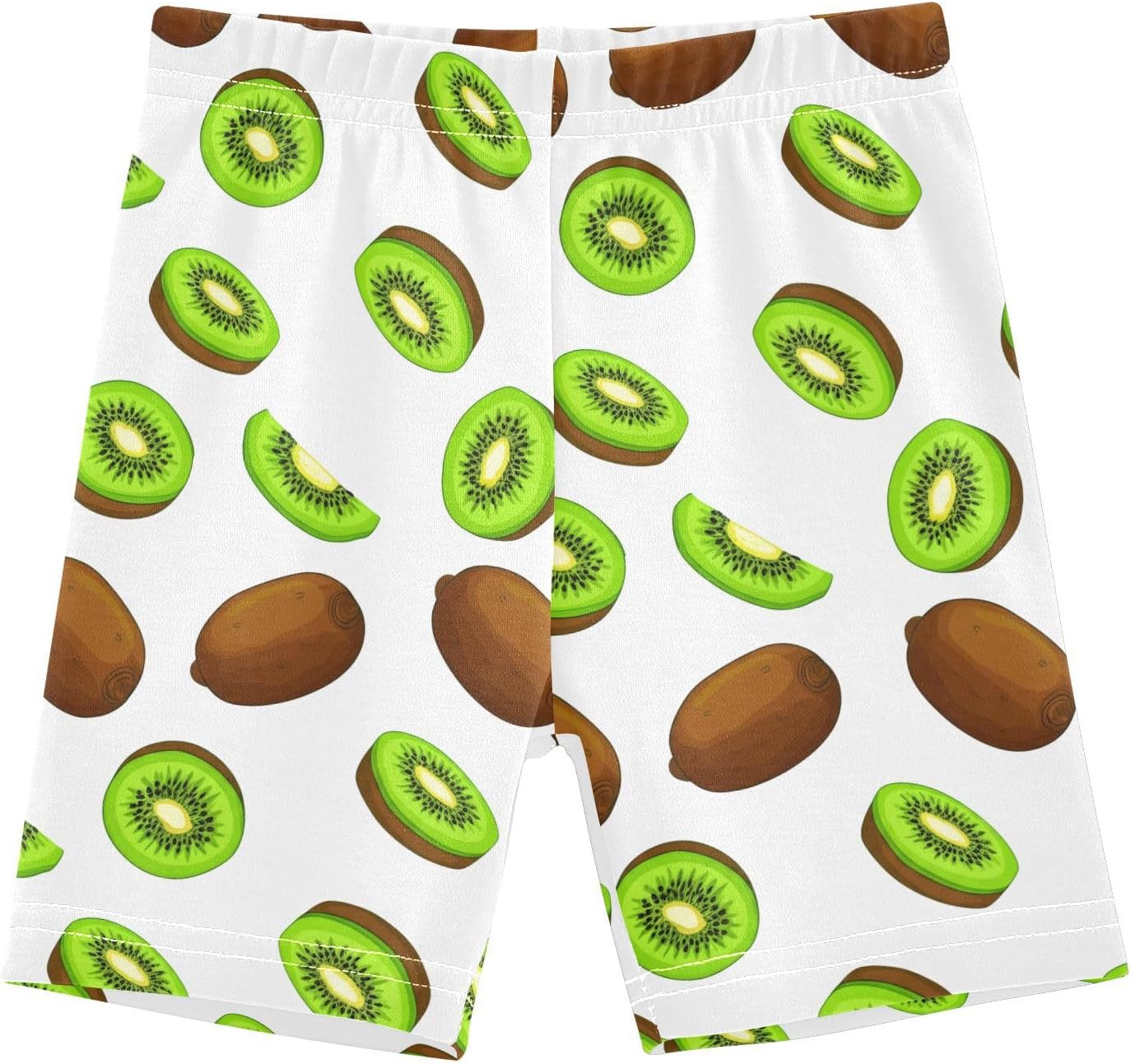 White Kiwi Fruits Girls Bike Shorts Toddler Soft Cotton Active Biker Shorts