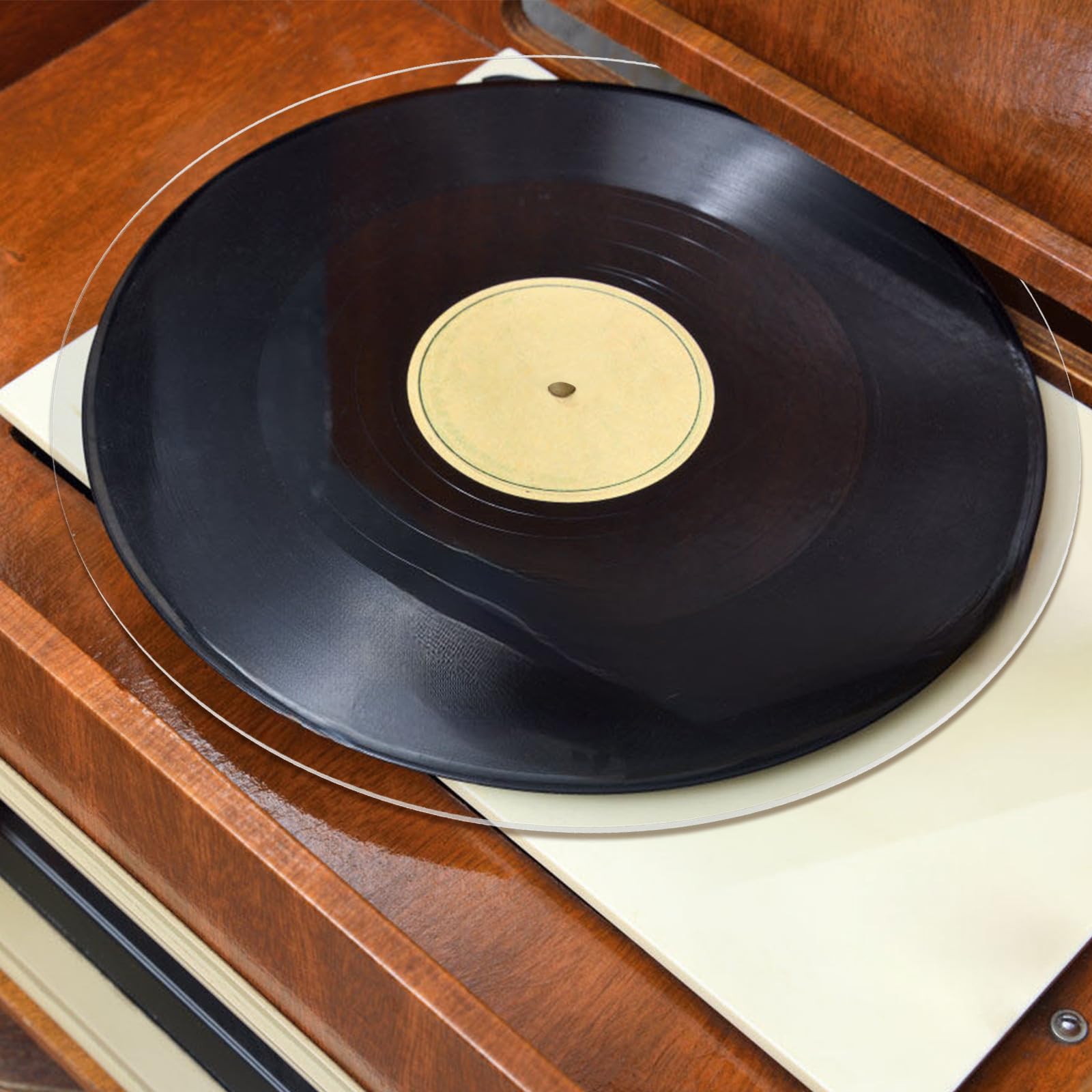 Cabilock Tapete Acrílico para Tocadiscos Diseño Único, Antideslizante y Transparente Que Mejora la Claridad del Sonido y Reduce la Estática en Discos de Vinilo