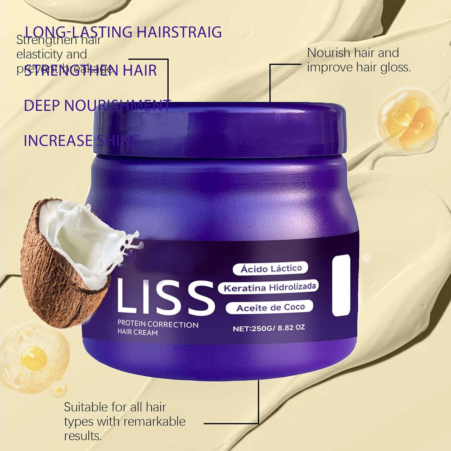 Liss Alisado, Restores Hair Natural Silkiness , Silk & Shine, Liss Keratina,At-Home Treatment for Smooth, Straight Hair (lavender) - Image 3