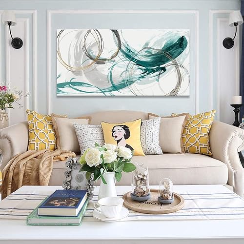 Miniatura 54 de Sxurmtiie Lienzo decorativo para pared, arte abstracto, fantasía azul, grafiti colorido sobre fondo blanco, 32 x 48 pulgadas, arte moderno