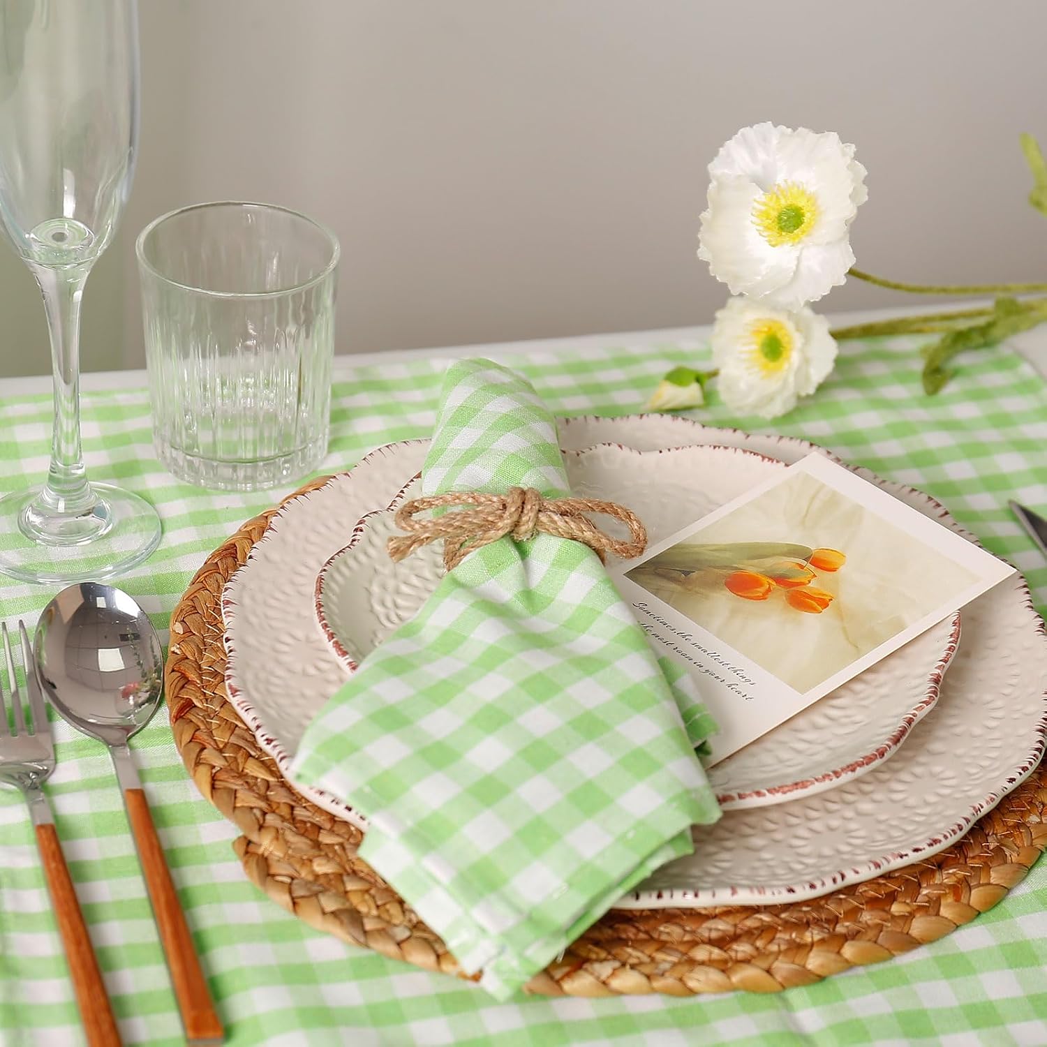Handmade Bow Napkin Rings Set of 12, Rustic Boho Jute Rope Napkin Ring