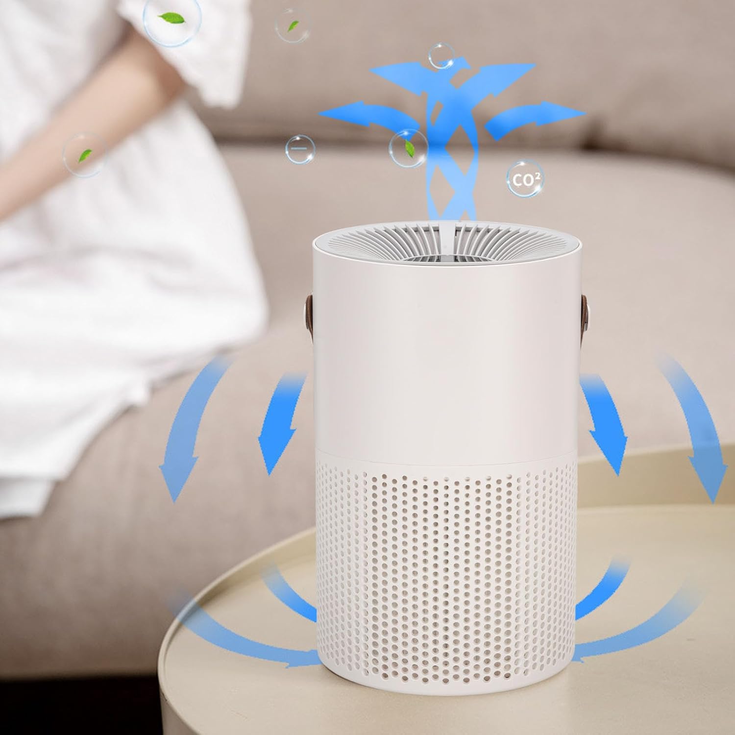 Luqeeg Air Purifier Bedroom Desktop Portable Small Cleaner USB Rechargeable Can Effectively Filter Substances PM2.5 Hcho Dirties and Dusts for Home in The Office or During Travel