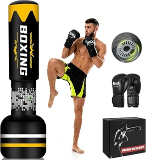 Standing Punching Bag for Adults, Boxing Bag with Built in Pump and Gloves