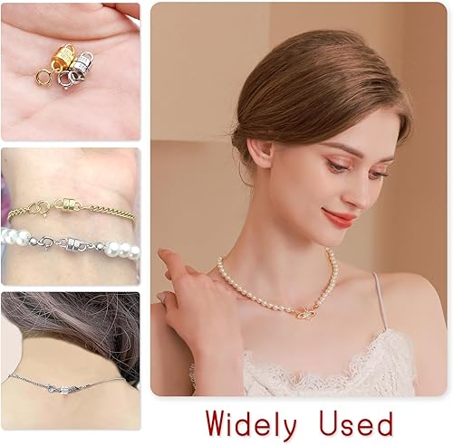 Miniatura 5 de OHINGLT cierres y broches magnéticos para collares de plata de ley 925, convertidor de cierre magnético de oro y plata para suministros de