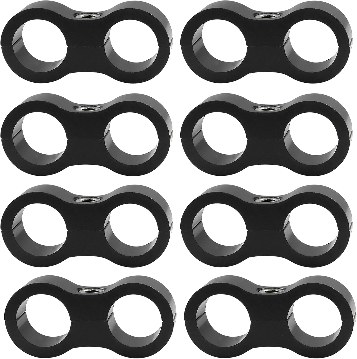 8 Pcs 8AN Hose Separator Clamp, AN8 Fuel line Mounting Clamps, Black Aluminum Hose Fitting Adapter