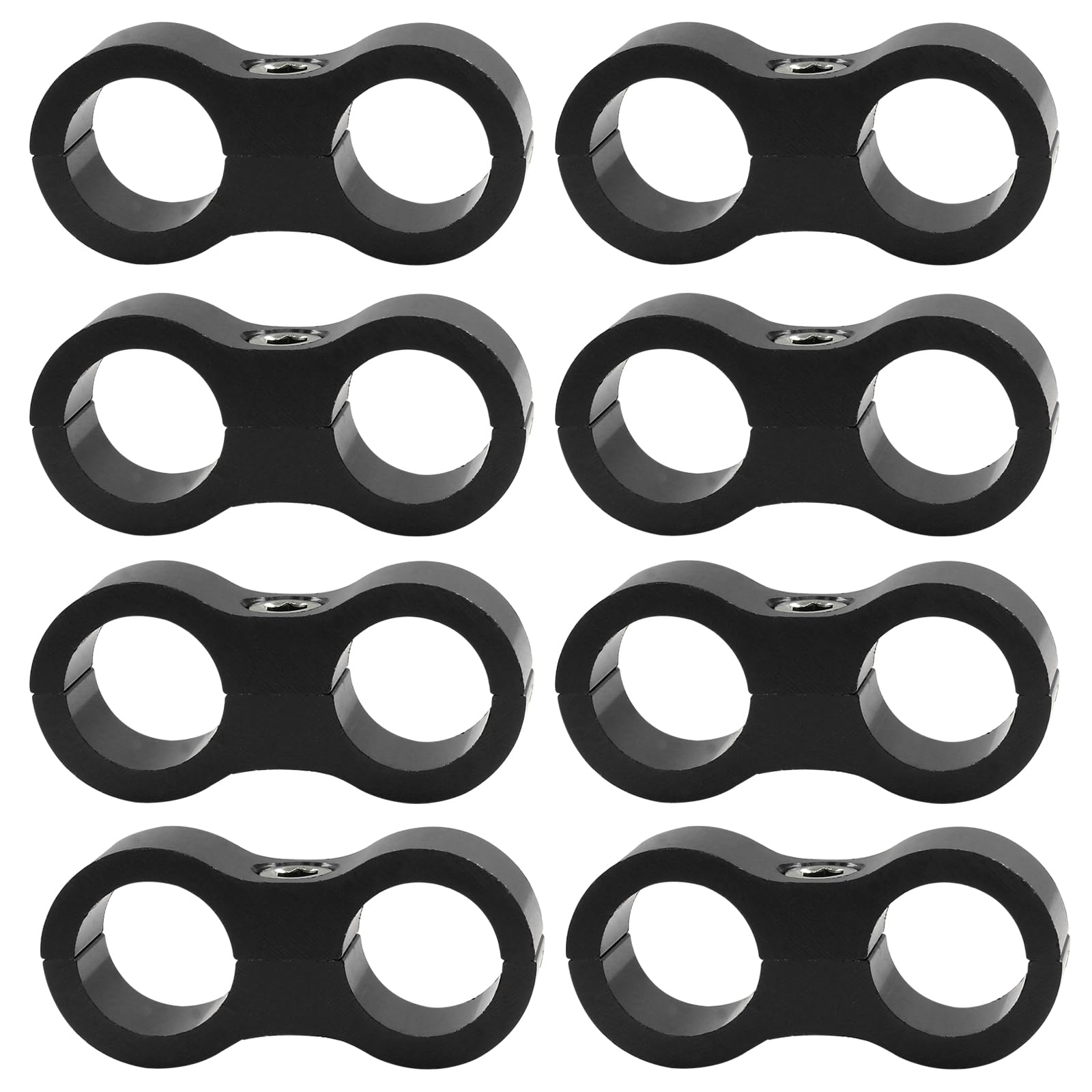 Lot de 8 colliers de serrage de séparateur de tuyau 8AN AN8 - Colliers de fixation pour conduite de carburant - Adaptateur de raccord de tuyau en aluminium noir