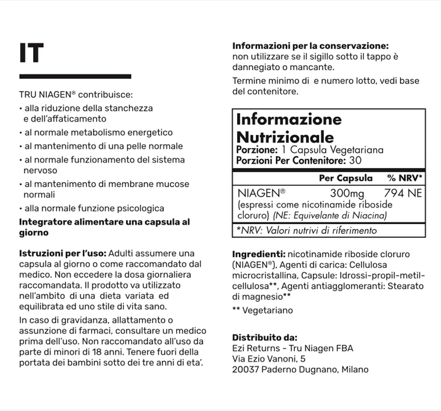 TRU NIAGEN NAD Integratore, Nicotinamide Riboside, Formula Brevettata NR, Per Ridurre Stanchezza e Affaticamento, da 90 compresse, 300 mg per porzione (3 mesi/1 flacone)