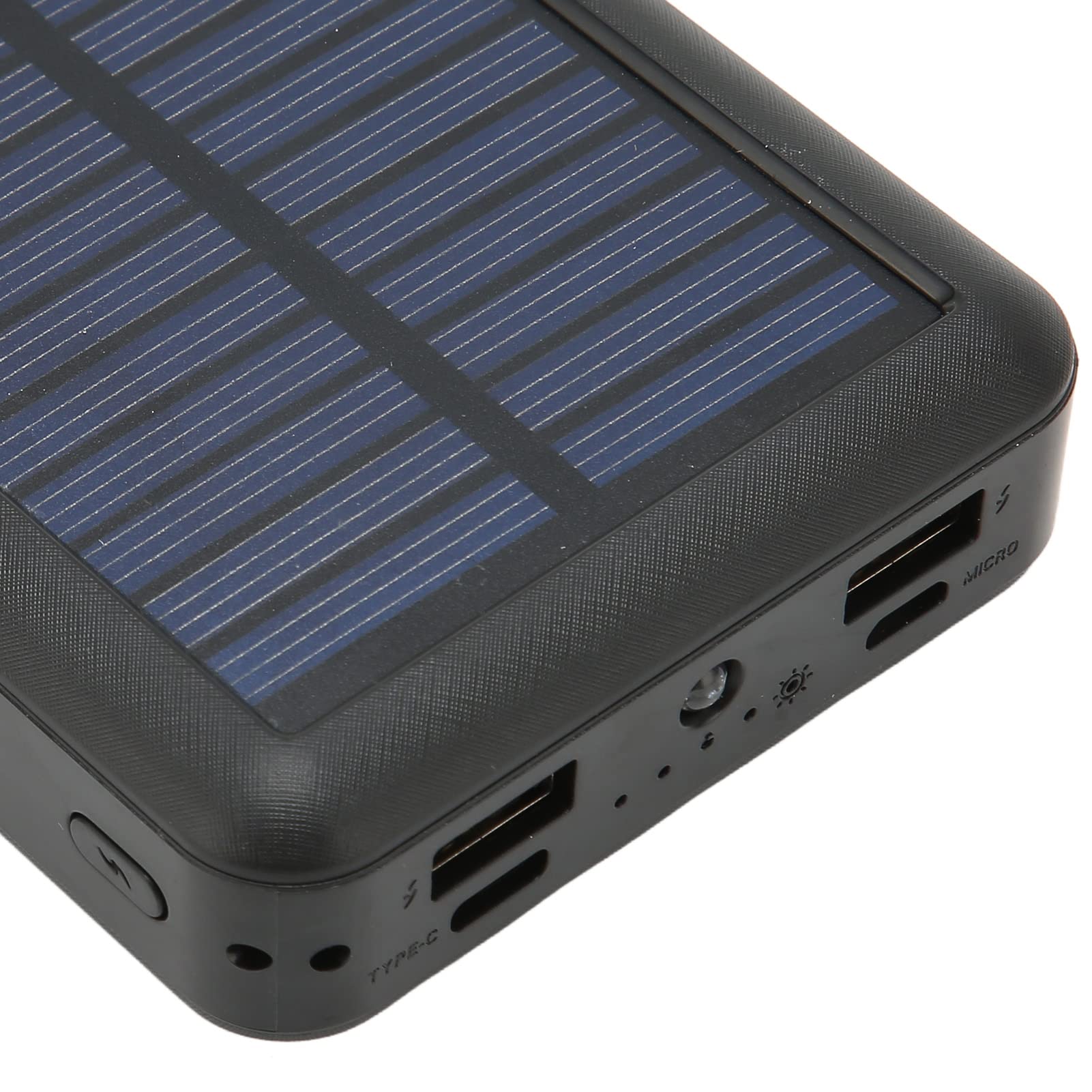 Batterie Externe de Téléphone Solaire, 20000mAh Ports de Sortie Doubles Chargeur Solaire étanche à la Poussière Portable avec Câble de Charge pour l'extérieur (Le Noir)