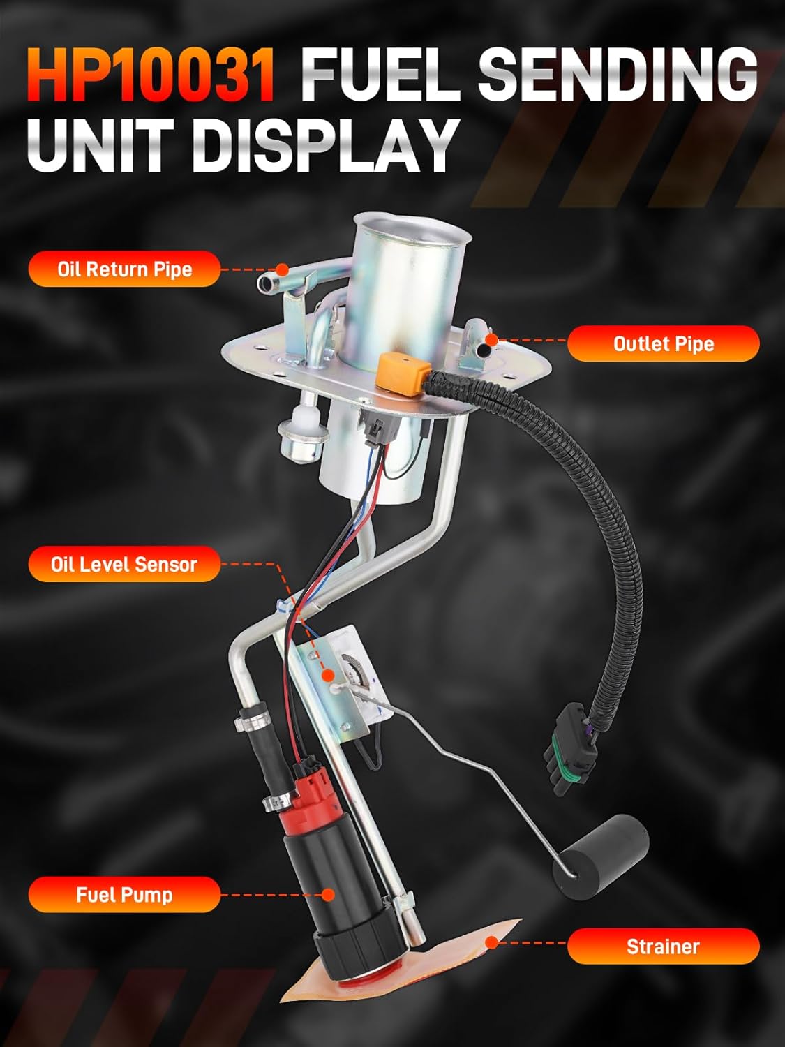 HP10031 Electric Fuel Pump Assembly w/Sending Unit Compatible with 1989-1996 Chevy Corvette 5.7L V8 Replace# 19179534, 25116881, E16008, P74074, RE0381P