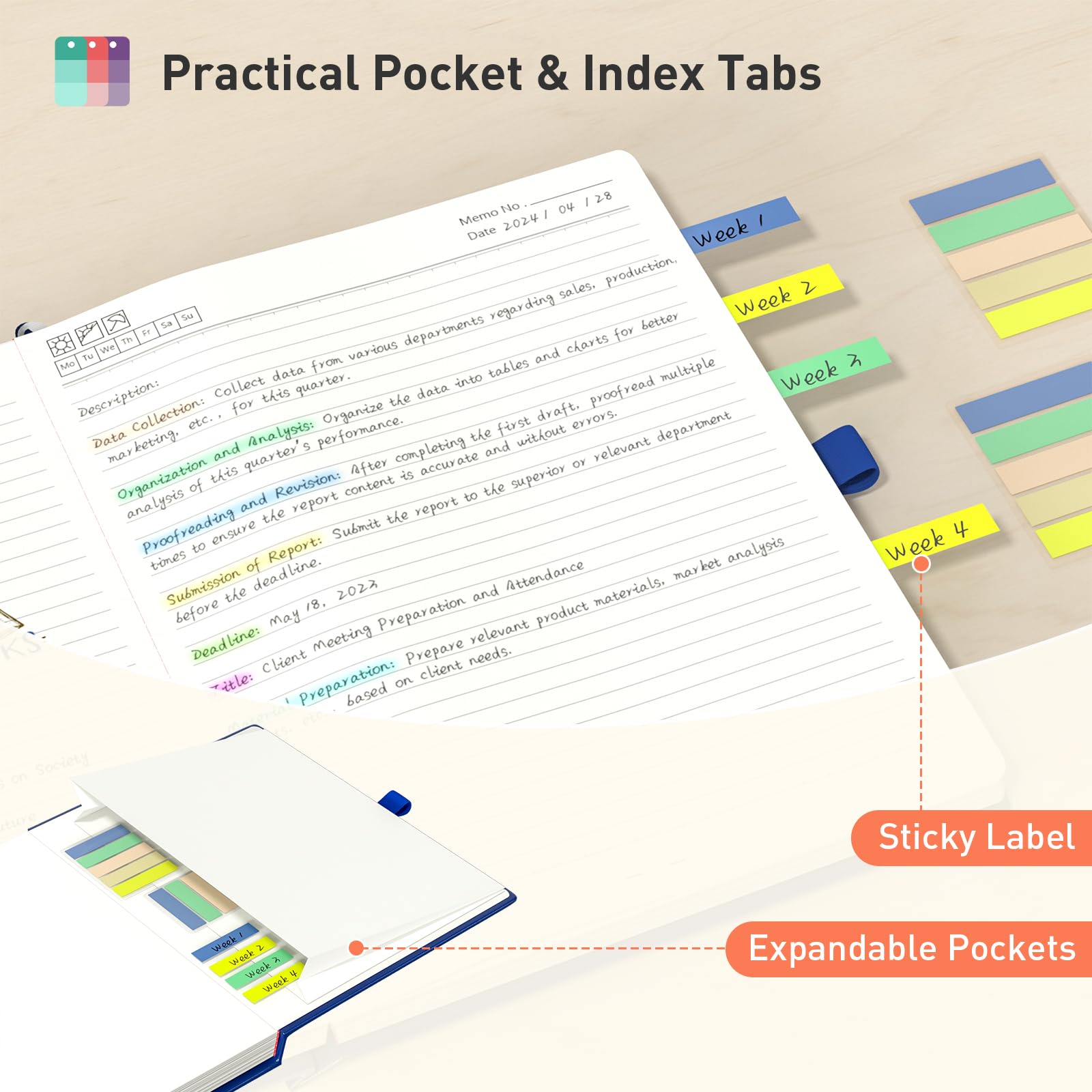 Smarpau Carnet à Spirales B5, Journal Ligné, Carnets à Couverture Rigide En PVC, 320 Pages, Papier épais 100 G/m² Pour écrire, Carnets Pour Femmes Et Hommes, Travail, Bureau, école, 19 X 25