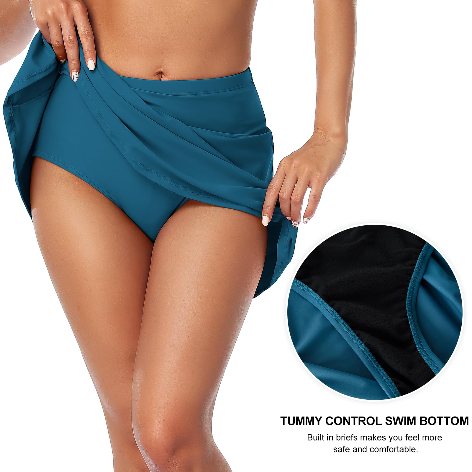 Hilor Damski dół z falbanką UPF 50 + wiązany sznurek dół bikini