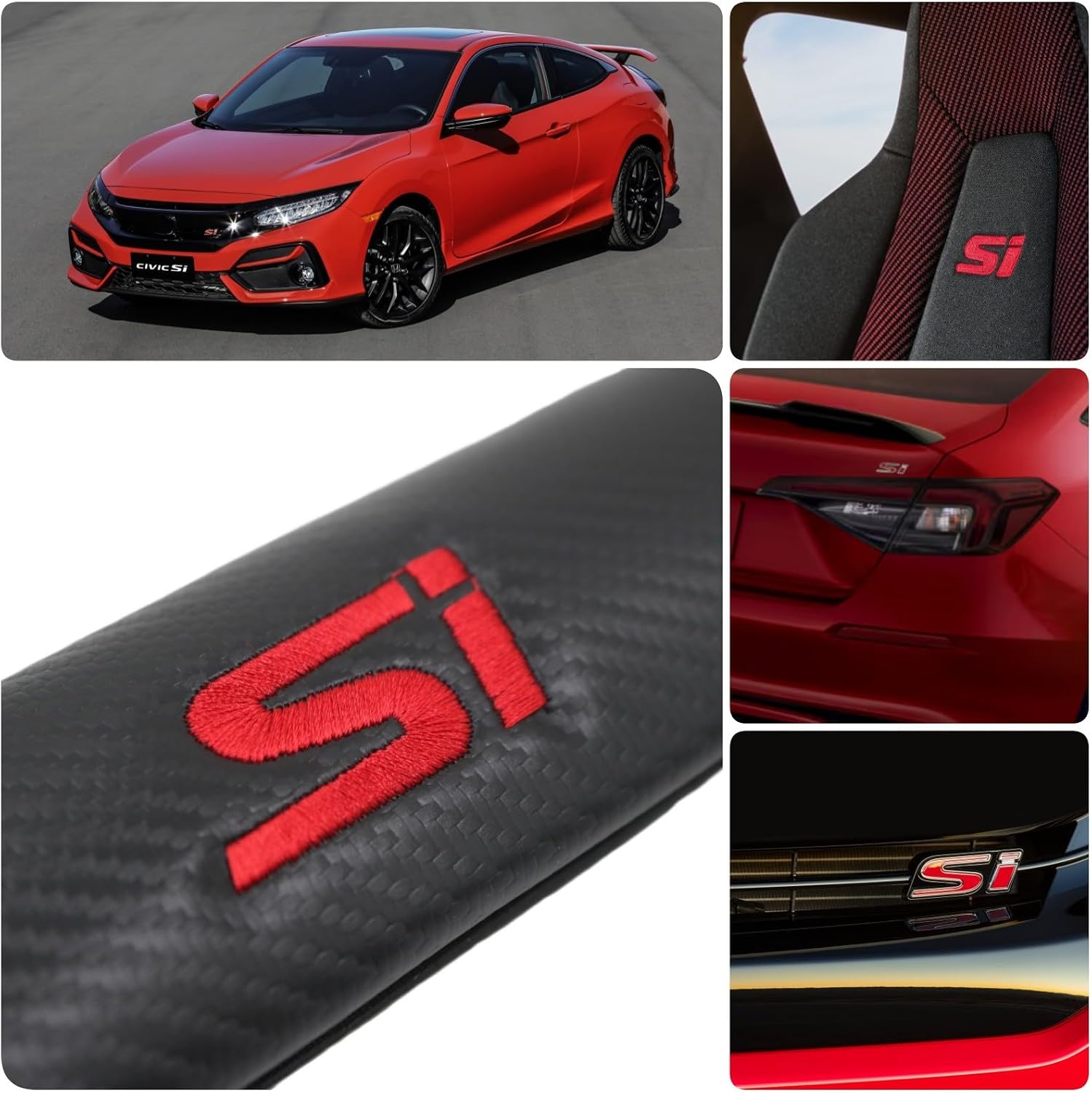 KAELTHAS 2 PCS Car Seat Belt Cover Pad Compatible with Civic Si Carbon Fiber Look Car Seat Belt Cover Strap Pads Cushions Comfortable Driving Interior Accessories