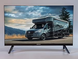 Zenna 24 Inch Borderless TV, Widescreen, LED, 1080p, Non-Smart, ATSC Digital Tuner, HDMI, USB, VGA, AV, Headphone Jack, Audio in, Black (Z24B) for Home, RV, Boat, Travel, DC12V 3A