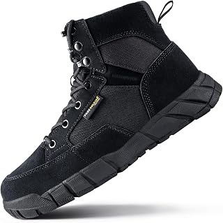 FREE SOLDIER Men's Durable Work Boots 6 Inches Lightweight Waterproof Hiking Boots Suede Leather Tactical Boots