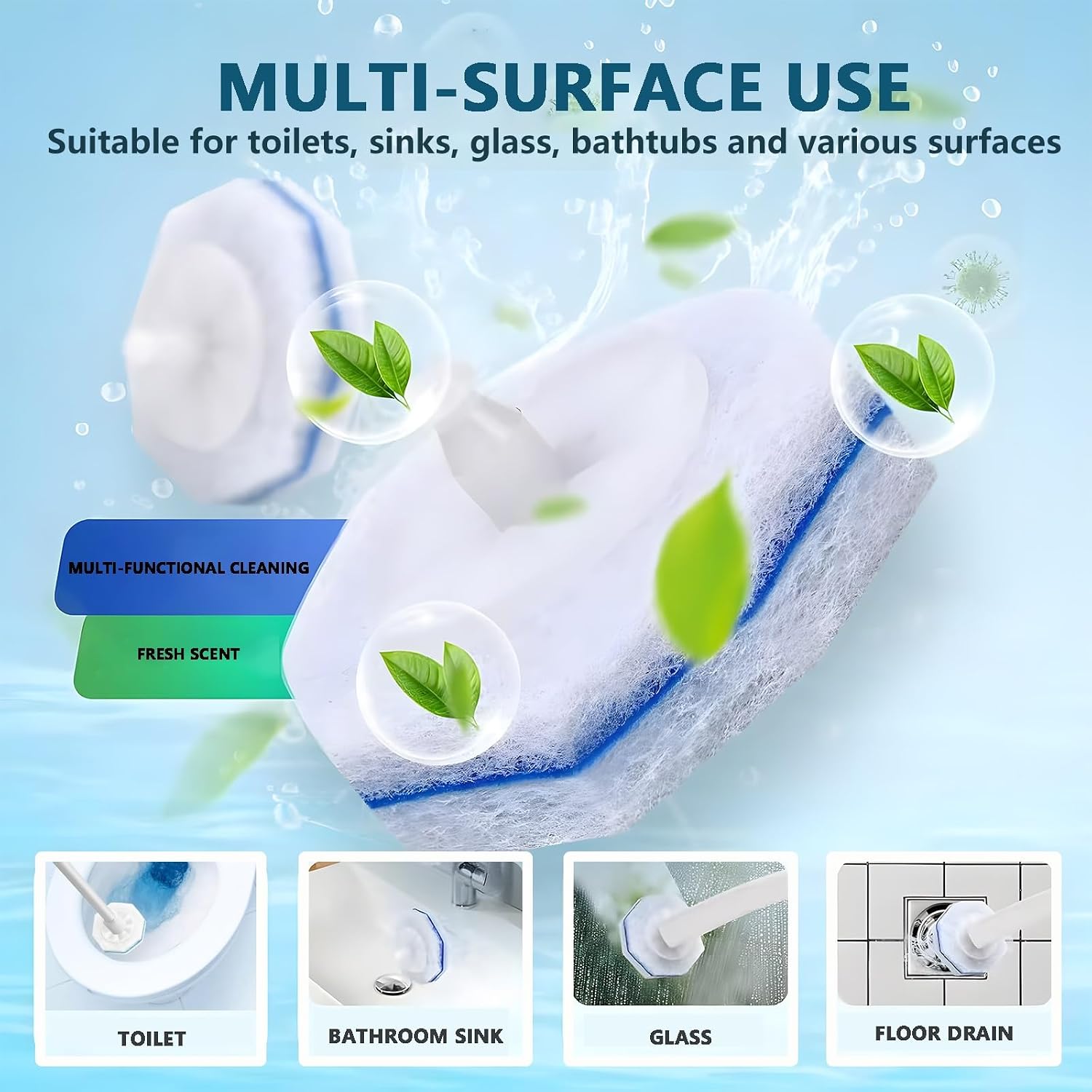 50 PCS Disposable Toilet Brush, Toilet Wand Refills, High-Density Toilets Bowl Cleaners with Upgraded Fiber Material, Toilets Cleaner Tablets & Bathroom Cleaner Tools