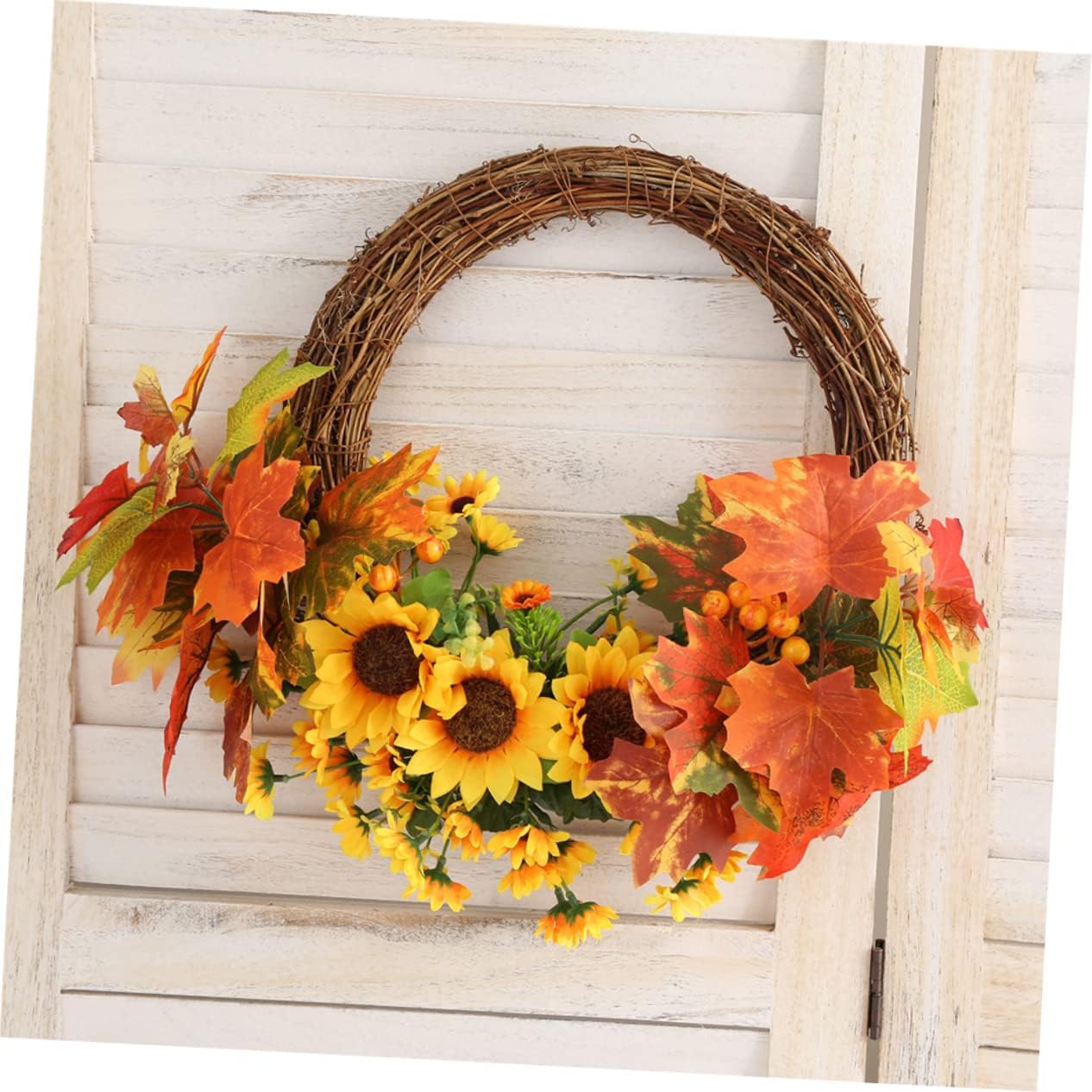 Alipis Maple Leaf Sunflower Wreath Vibrant Fall Decor for Front Door Wall Window for Thanksgiving Home Decoration and Autumn Celebrations
