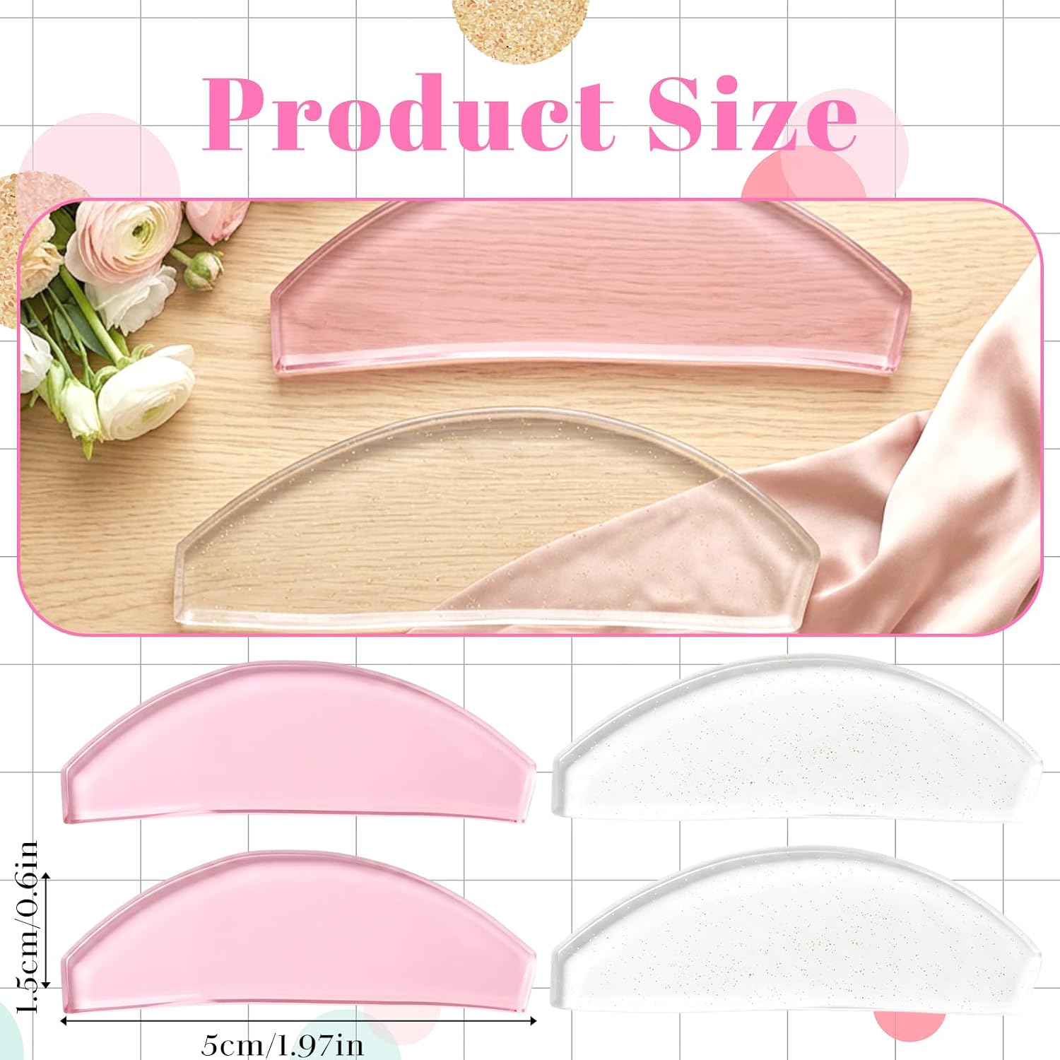 Molain 8 Pcs Flat Lash Lift Shields, Korean Lash Lift Pads Ultra-Thin Self Adhesive Reusable Lashes Lifts Shields Eyelashes Pad for Salon Perming Softening Pads