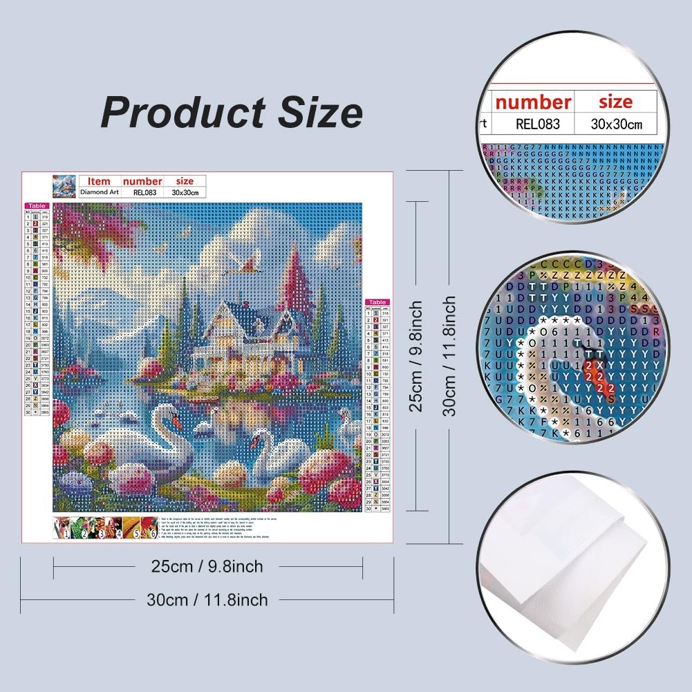Reluohuo Diamond Painting Kits for Adults House Landscape, Diamond Art Kits for Beginners, 5D DIY Full Drill Gem Art Crafts for Home Wall Decor, 12x12 Inch image 2