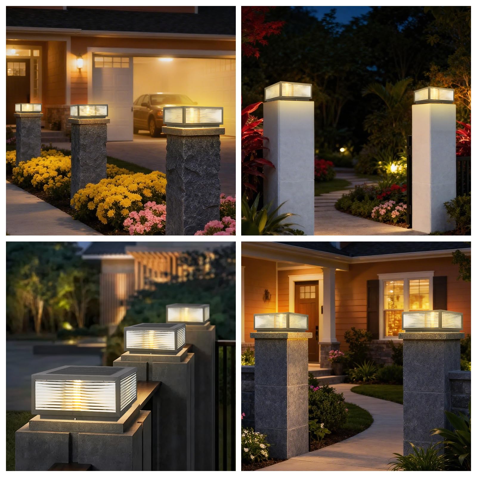 Lámparas Poste Lámpara Solar Luz Poste Lámparas Tapas Columna Cuadradas Impermeables Al Aire Libre Luz Linterna Columna Grande Luz Pilar Vivienda Exterior Luz Tapa Cubierta Cerca Jardín Patio Patio
