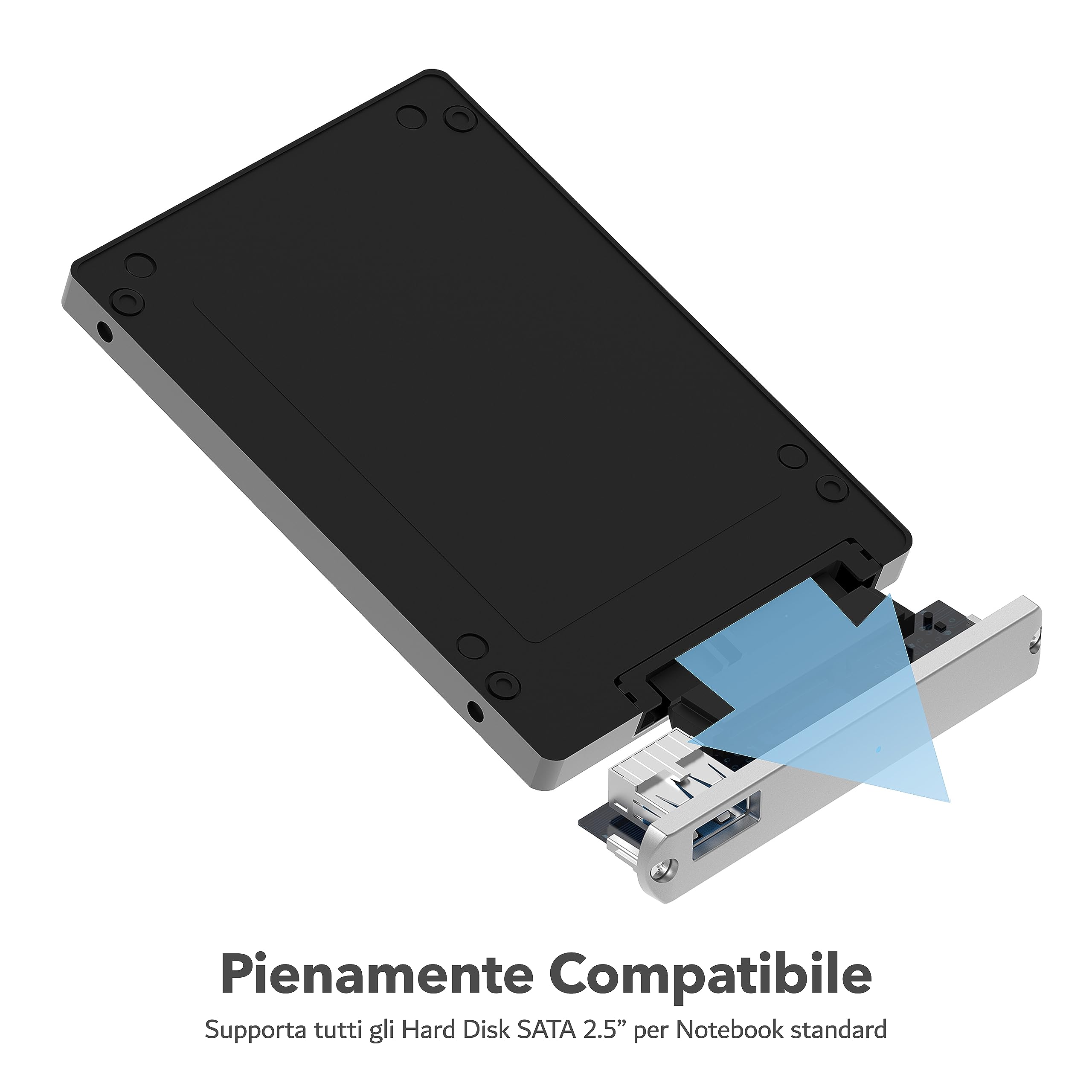 SABRENT Case SSD/HDD Hard Disk Esterno da SATA 2.5 pollici a USB 3.2 Gen 1, Custodia per disco rigido esterno, Adattatore per disco rigido da 7/9,5mm, [Supporto UASP SATA I II III] argento(EC-UM30)