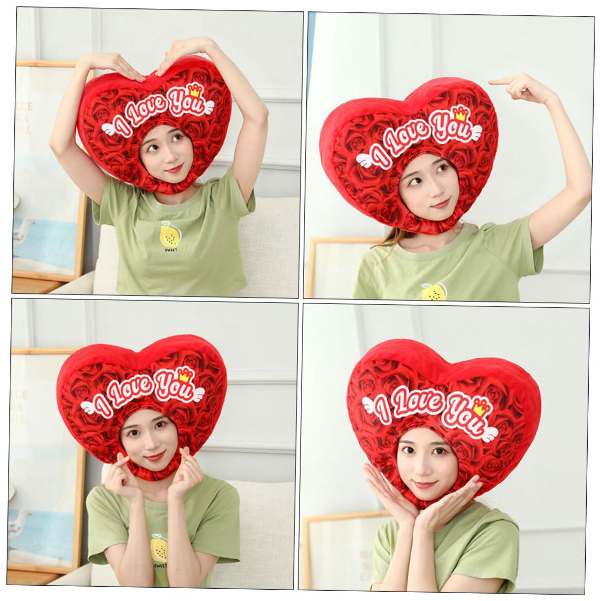 DOITOOL Sombrero de Peluche con Corazón para San Valentín Unisex Diseño Romántico y Accesorio Multifunción para Disfraces Fiestas Fotos y Celebraciones