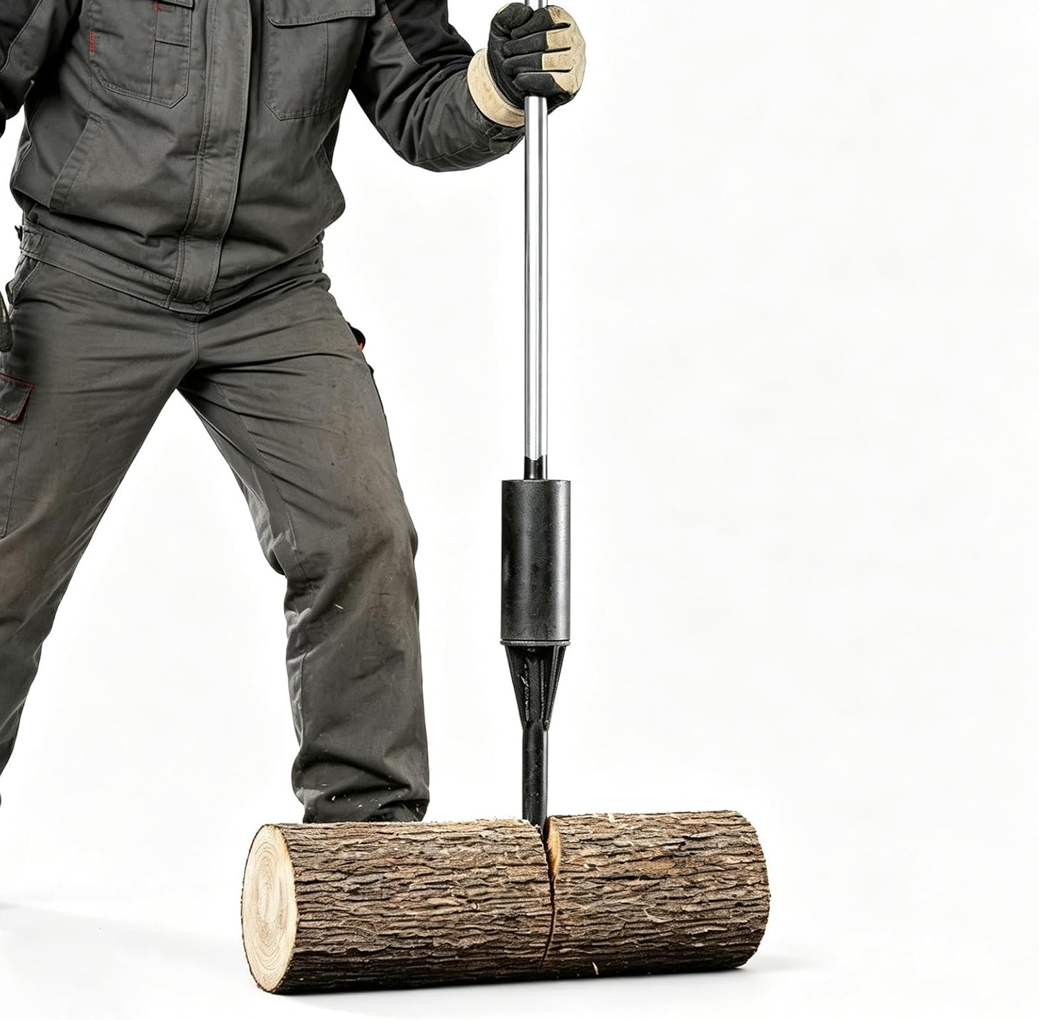 Manual Inertia Wood Splitter Tool, Heavy Duty Firewood Log Splitting Spear W/ 50 Manganese Steel Blade; 47.64in Or 44.49in Length Options for Campfire, Farm and Home Use (7.5kg/10kg)